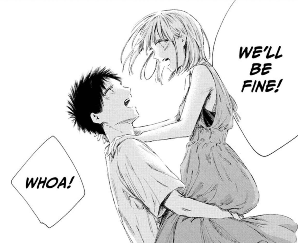 Taiki lifts Chinatsu and promises his life is nothing without her