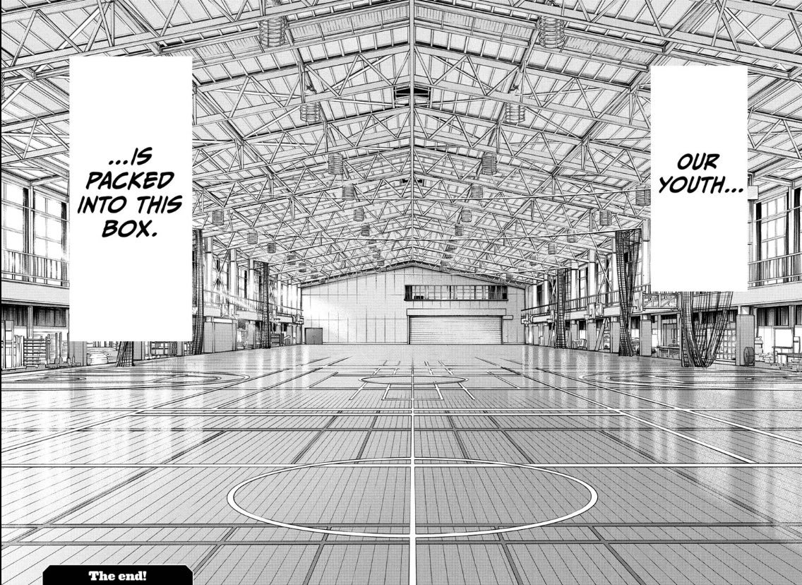 The empty gym on the final page of Blue Box, the end