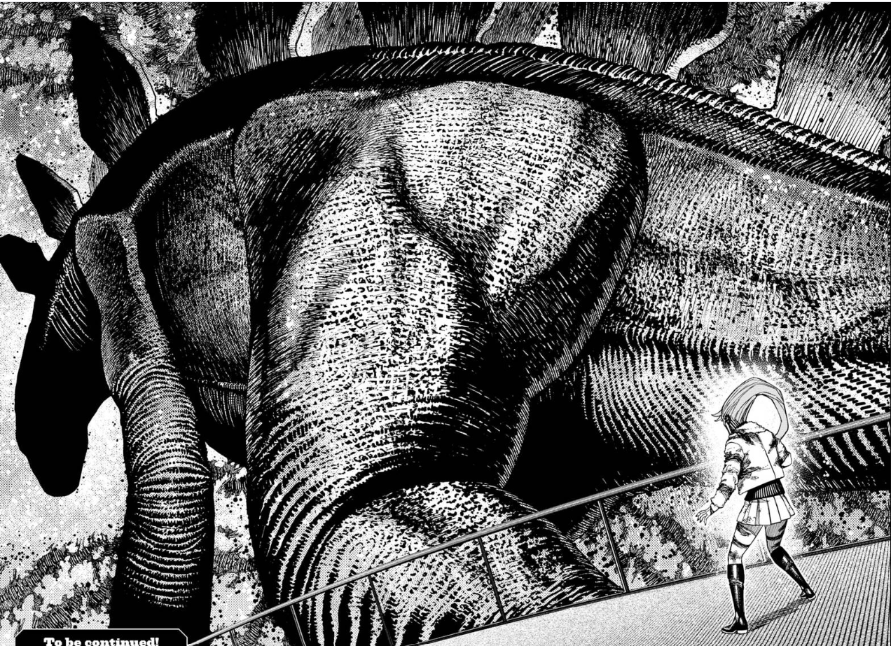 A Godzilla-level kaiju looms over Aira in Dandadan Chapter 241