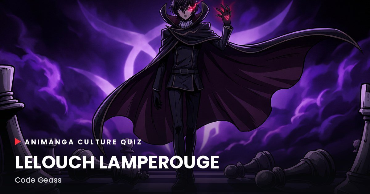 Lelouch Lamperouge quiz cover with chessboard artwork, Animanga Culture Quiz, Code Geass