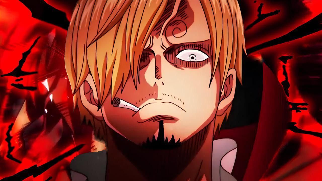 Sanji surrounded by a red aura in One Piece
