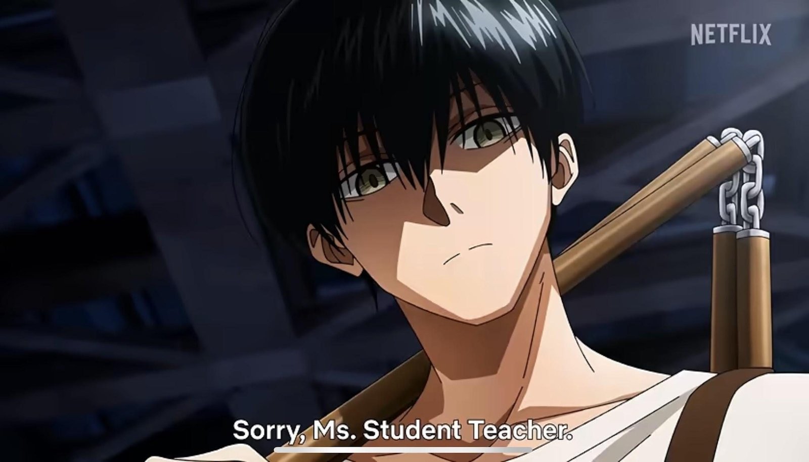 Shin holds his nunchucks in the Sakamoto Days Season 2 trailer