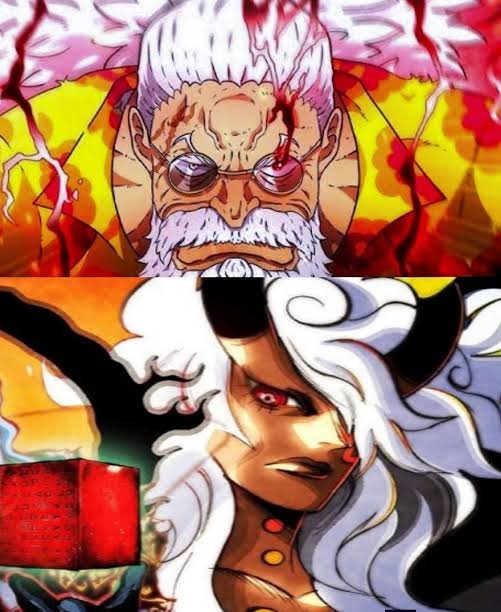 Coloured art of Scopper Gaban raging opposite Imu ahead of One Piece chapter 1191