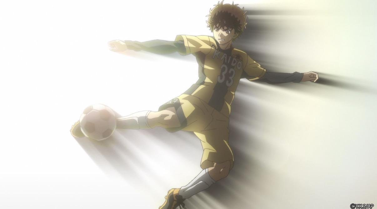 Ashito Aoi striking the ball in Aoashi Season 2