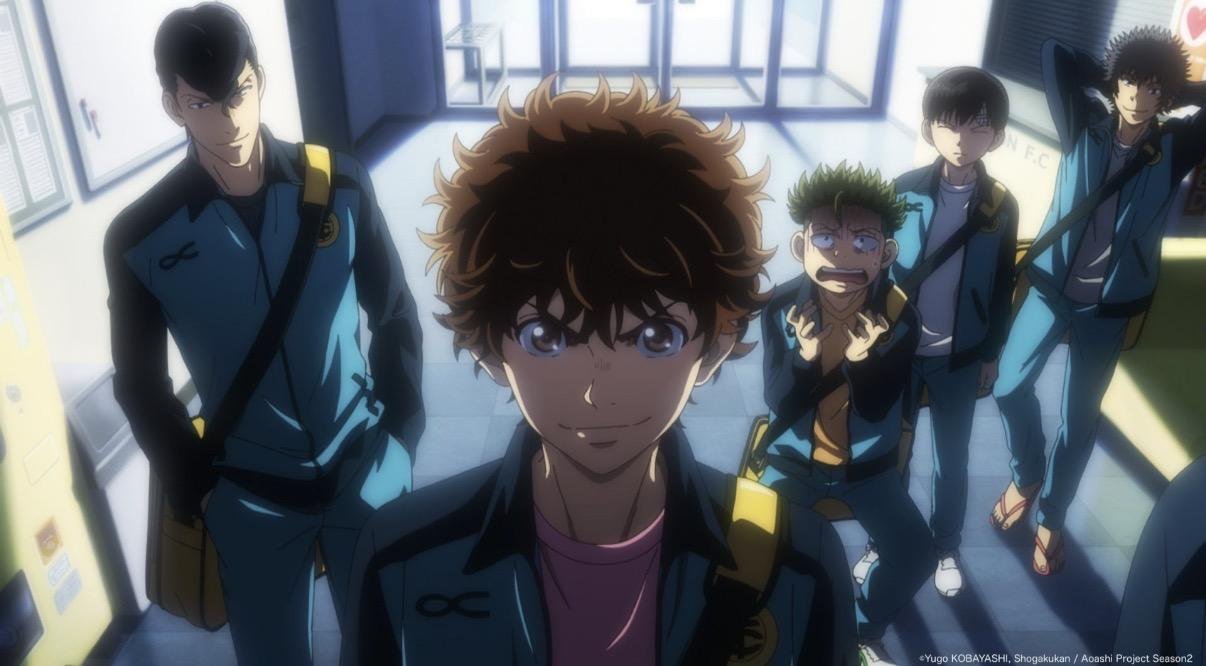 Ashito Aoi and the Esperion players in a corridor in Aoashi Season 2