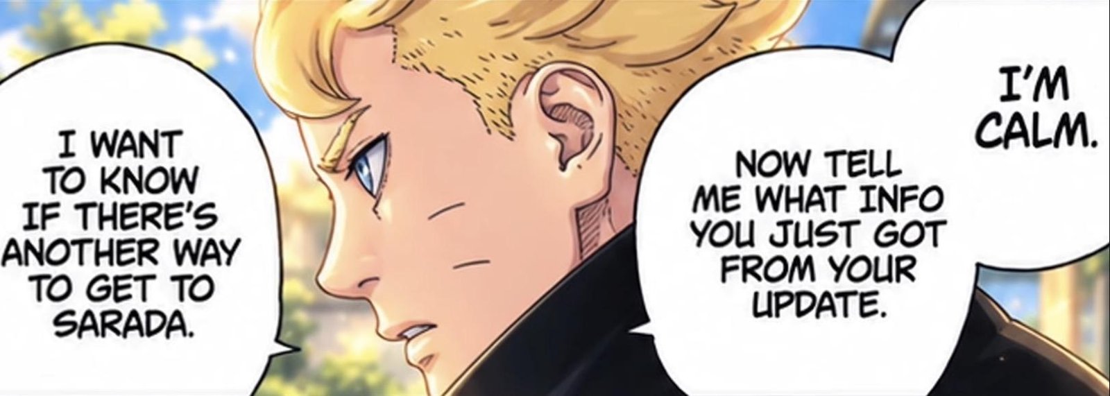 Boruto demanding another way to reach Sarada in Boruto Two Blue Vortex 37