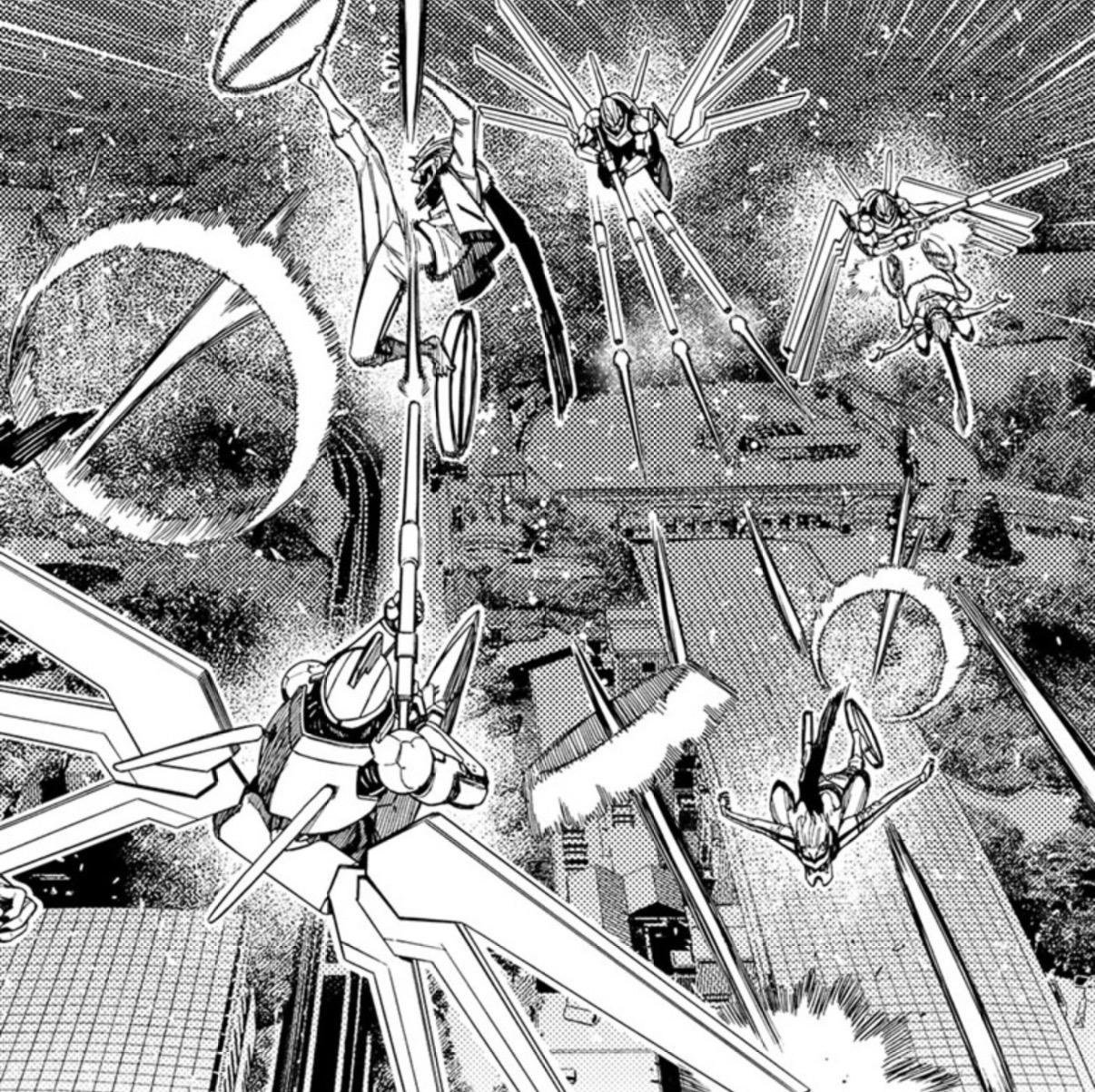 The aerial battle above the track meet in Dandadan chapter 246
