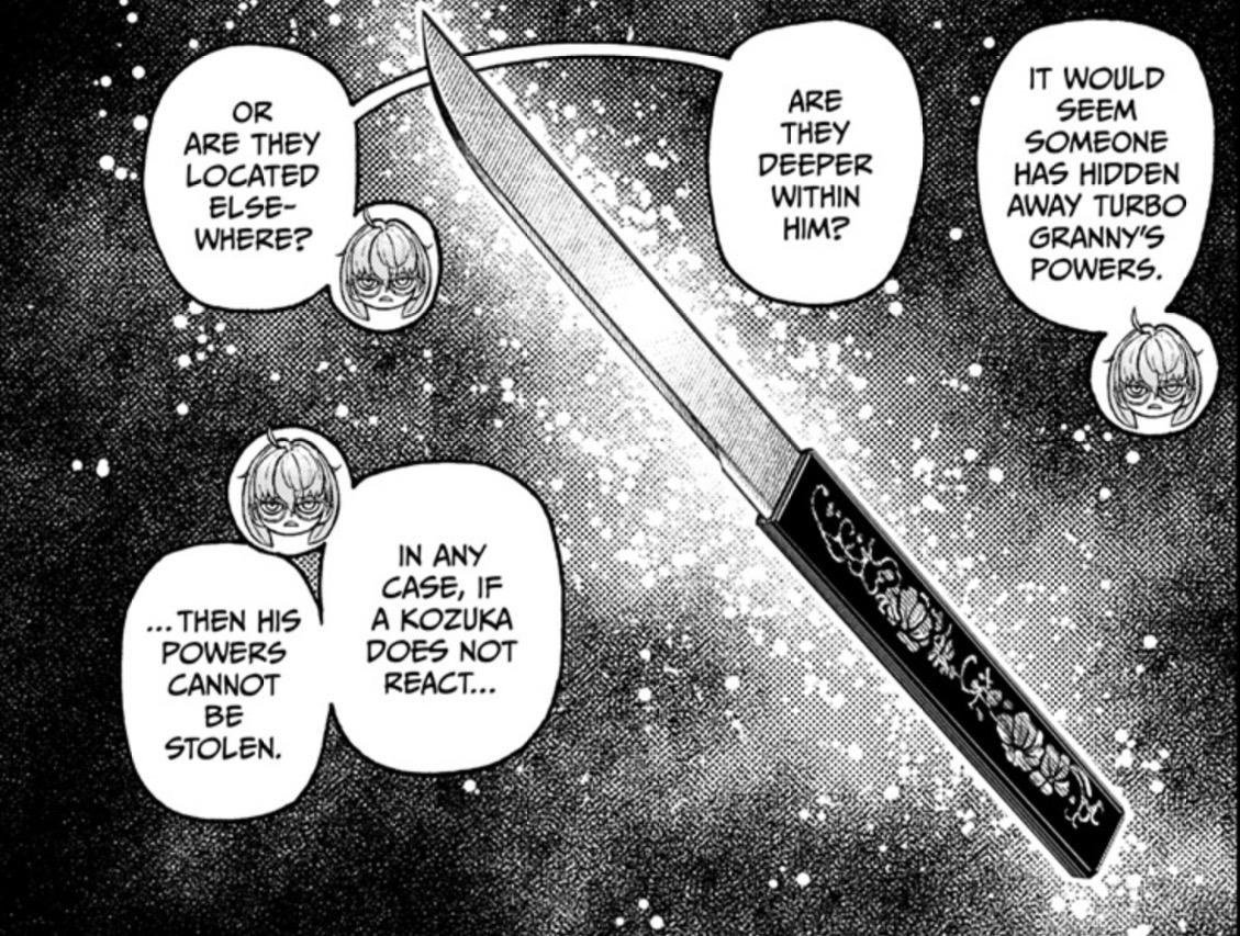 The Kozuka knife that failed to react to Turbo Granny’s powers in Dandadan 246