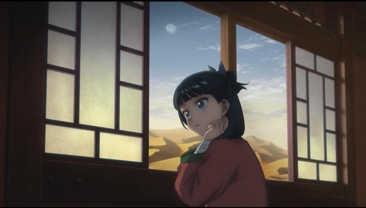 Maomao looking out of a window in The Apothecary Diaries Season 3